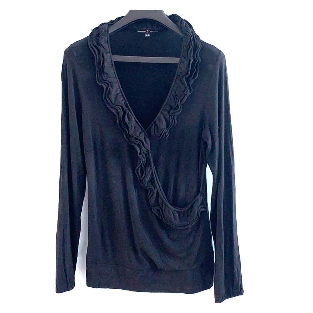 Elegant crossover neck black top